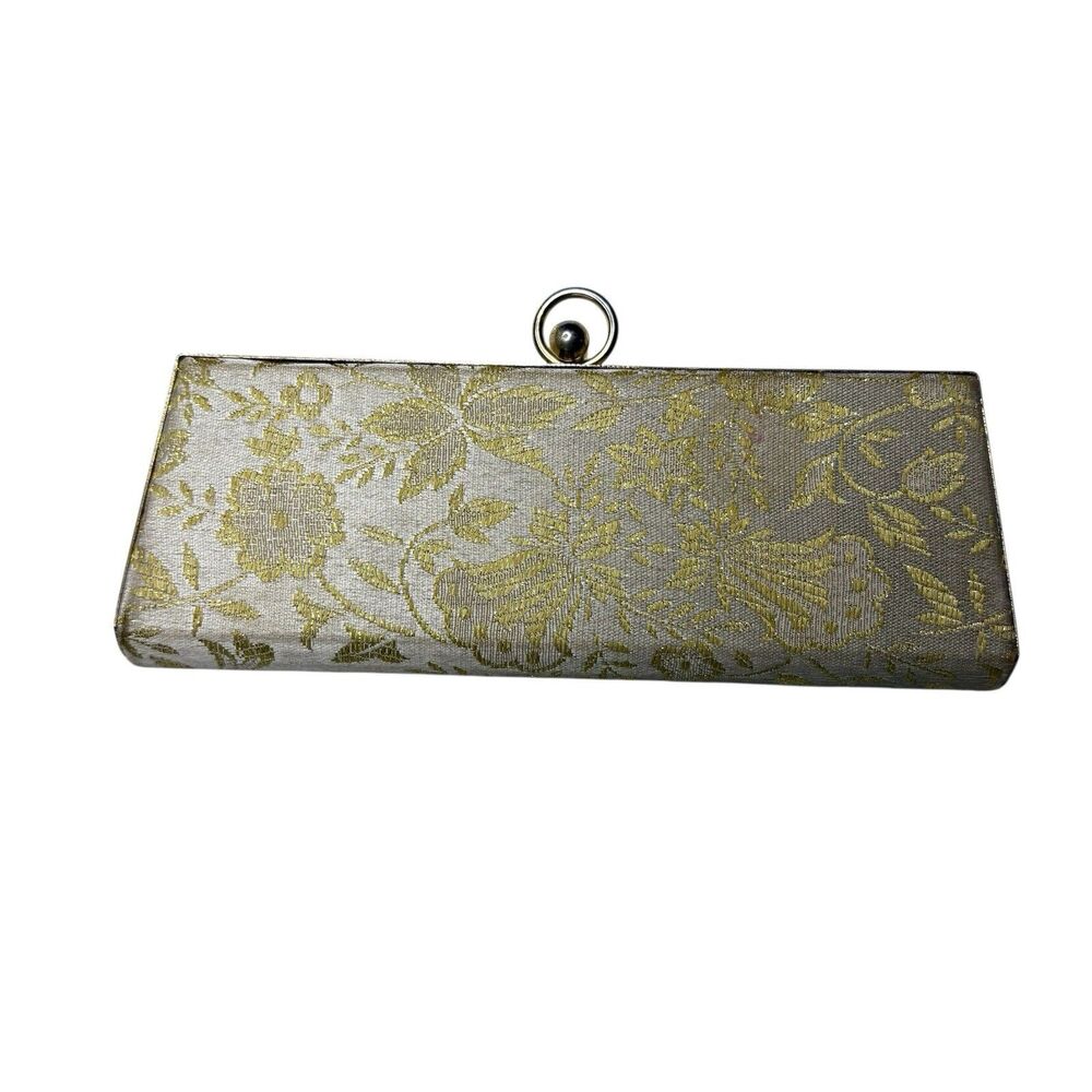 Vintage Original 50s Women's White Gold Purse Evening Wallet Clutch Cocktail